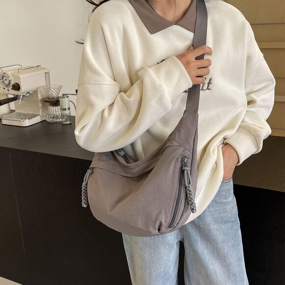 Gray Nylon Crossbody Bag for Women & Men, Travel Tote, Stylish and Secure, Multi - Picture 2 of 9